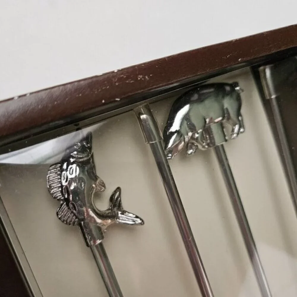 Williams Sonoma Chrome‎ Animal Skewers Set of 4 Grilling Kitchen Accessories New
